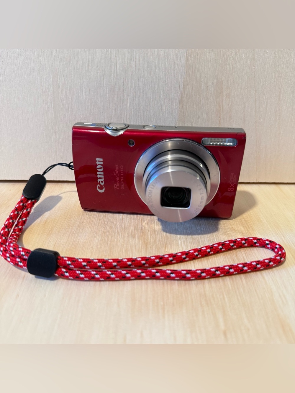 Canon PowerShot ELPH 180 Red 20MP Digital Camera Tested Good w/Bat-Charg-SDCard!